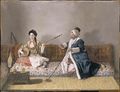 مسيو لڤت والآنسة گلاڤاني أسيس في الديوان بالأزياء التركية، 1738، متحف اللوڤر.