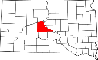 Map of South Dakota highlighting ستانلي
