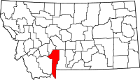Map of Montana highlighting غلاتين