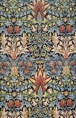 Two of Morris' designs: Snakeshead printed textile (1876) and "Peacock and Dragon" woven wool furnishing fabric (1878)