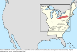 Map of the change to the United States in central North America in March 1780