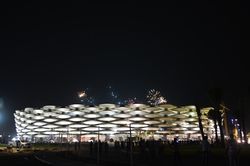 Exterior view of the stadium at night