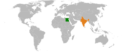 Map indicating locations of India and Egypt