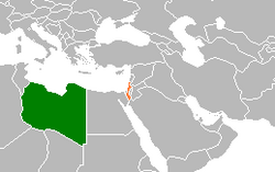 Map indicating locations of Libya and Israel