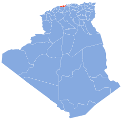 خريطة الجزائر موضح عليها ولاية تيبازة.