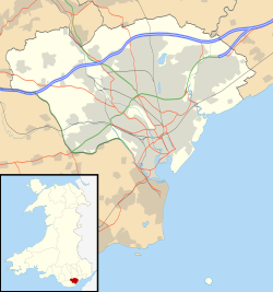 مدينة ومقاطعة كارديف و (خريطة داخلية) ضمن ويلز