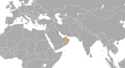 Map indicating locations of Kuwait and United Arab Emirates
