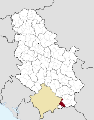 موقع بلدية بويانوڤاتس ضمن صربيا