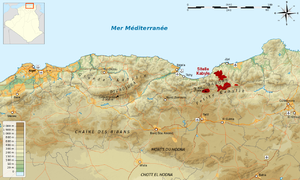 خريطة تبين نطاق تكاثر كاسر الجوز الجزائري