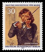 طابع بريدي من برلين الغربية عن العازف يوزف يواخيم من رسم فون منتسل