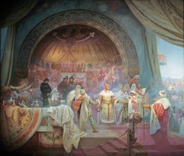 Mucha's الملحمة السلاڤية cycle No.5: King Přemysl Otakar II of Bohemia (1924)