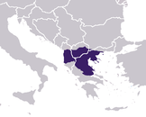 Roman province: مقدونيا المناطق المحتلة خارجة المنطقة الجغرافية الحالية إلى الغرب (الحدود التقريبية لأقصى اتساع).