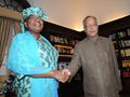 The Managing Director, World Bank, Ms. Ngozi Okonjo-Iweala calls on the Union Finance Minister, Shri Pranab Mukherjee, in New Delhi on May 12, 2011.jpg