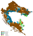 Religious map of the Banovina Croatia by municipality, according to the 1931 census.