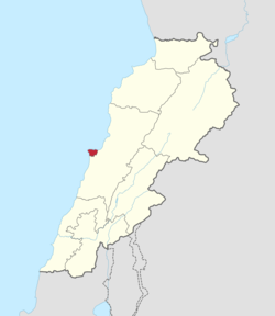 Map of Lebanon with Beirut Governorate highlighted