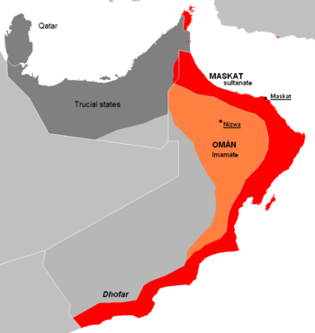 The Imamate of Oman around the middle of the 19th century