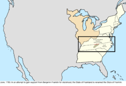 Map of the change to the United States in central North America in June 1785