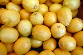 Lemons for sale at a supermarket.