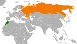 Map indicating locations of Russia and Morocco