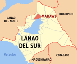 Map of Lanao del Sur with Marawi City highlighted