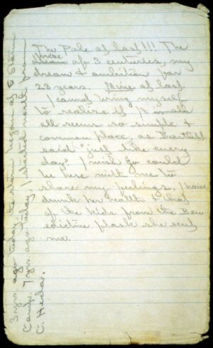 Photograph of Peary's diary entry for his arrival at the North pole