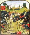 The Battle of Tewkesbury (1471) during the Wars of the Roses in England