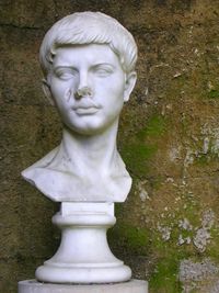 تمثال نصفي لڤرجيل, من المدخل إلى مقبرته في ناپولي, إيطاليا.