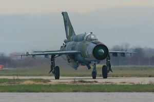 MiG-21 fighter taxiing