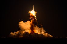 الانفجار على سطح مركبة الاطلاق سيگنس سي‌أر‌سي اورب-3 قبل ثواني من اطلاقها.
