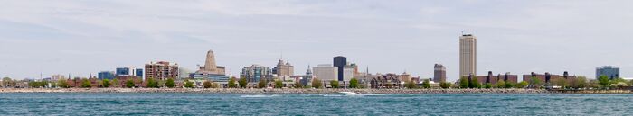 Panorama of downtown Buffalo, NY from Lake Erie