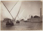 Feluccas on the Nile by Beniamino Facchinelli, circa 1880s