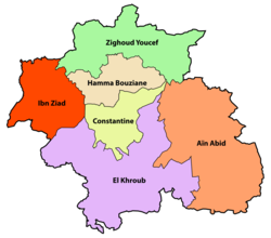 خريطة بلديات ولاية قسنطينة.