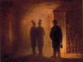 No. 8 Paris catacombs (with the figures of V. A. Hartmann, V. A. Kenel, and a guide, holding a lantern)