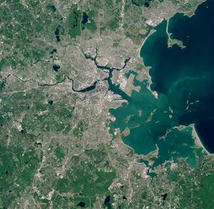 Aerial view of the Boston area from space