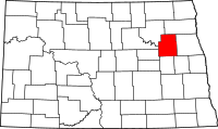 Map of North Dakota highlighting نيلسون