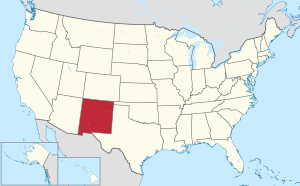 خريطة الولايات المتحدة، موضح فيها New Mexico